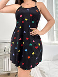 Colorful Heart-print Camisole Nightgown, Casual and Stylish, Suitable for Daily Wear