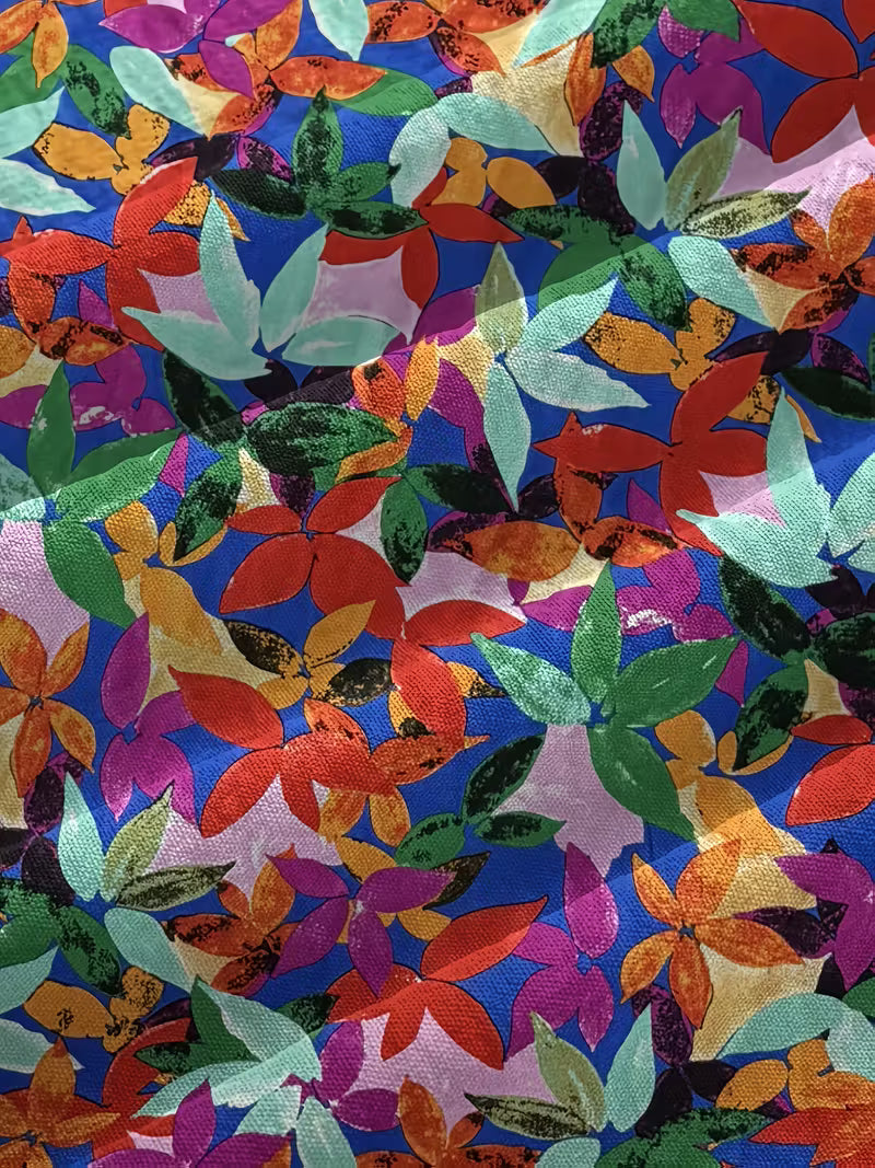 Lightweight Texture Set: Short Sleeve T-Shirt + Long Pants, Colorful Leaf Print Vacation Style Fashion Outfit