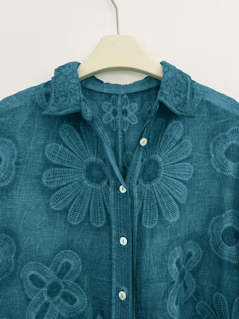 New Arrival Shirt and Pants 2pcs Set, Heavy Embroidered Floral Detailing