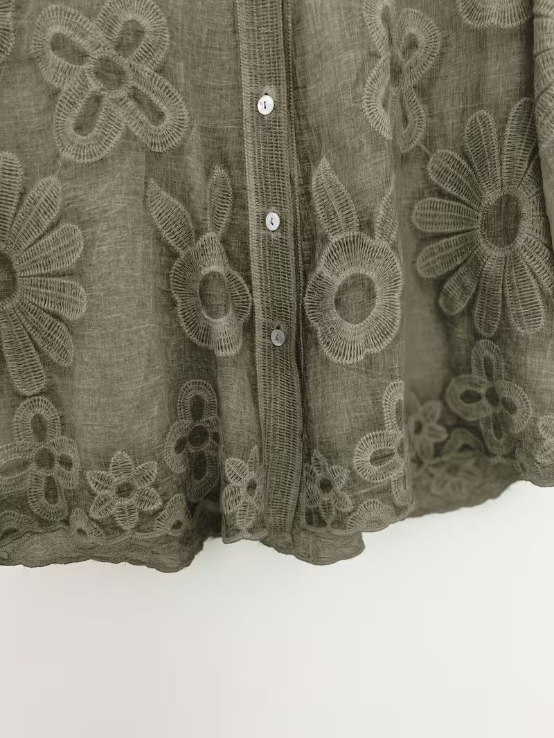 New Arrival Shirt and Pants 2pcs Set, Heavy Embroidered Floral Detailing, Distressed Washed Finish