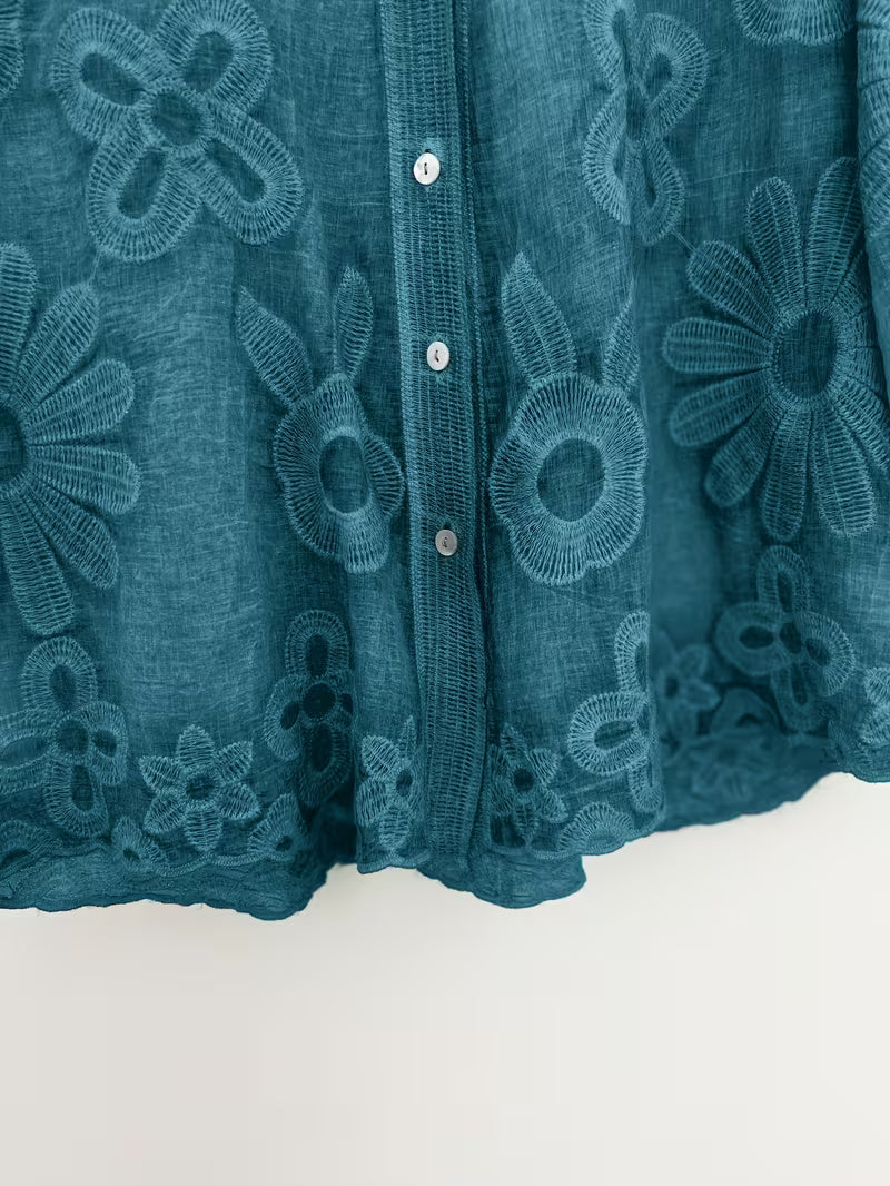 New Arrival Shirt and Pants 2pcs Set, Heavy Embroidered Floral Detailing