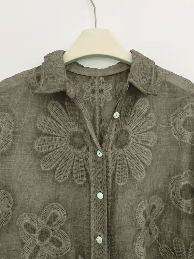 New Arrival Shirt and Pants 2pcs Set, Heavy Embroidered Floral Detailing, Distressed Washed Finish