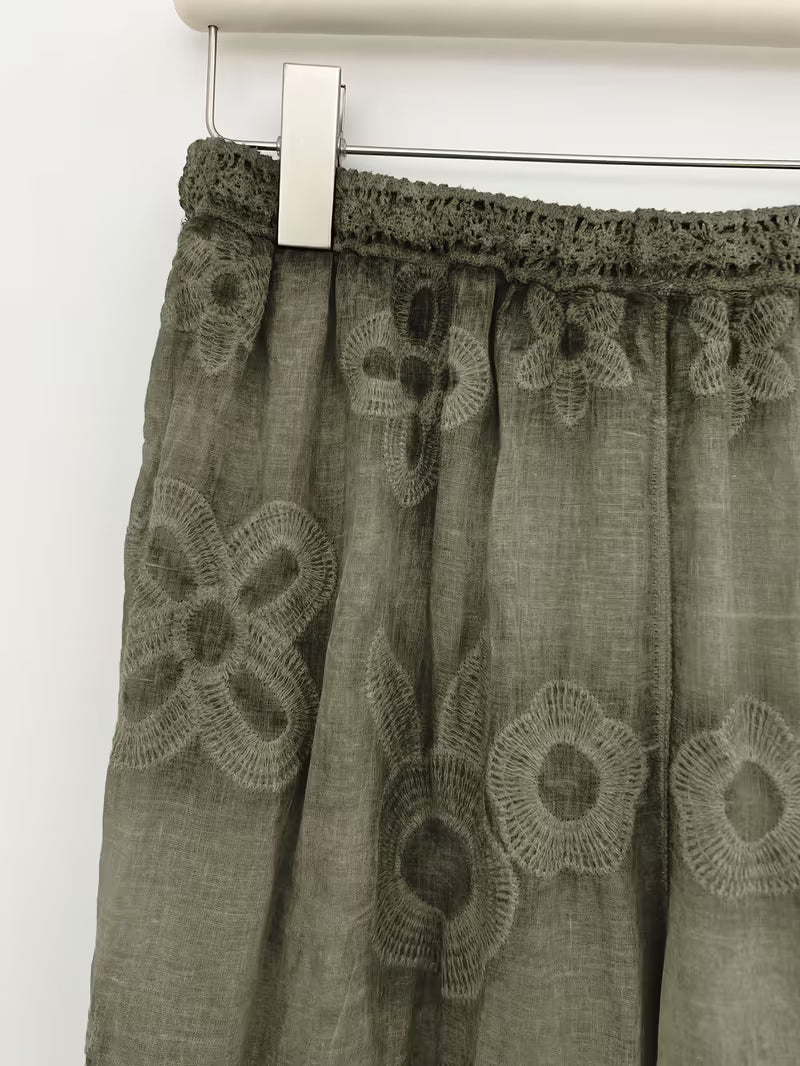 New Arrival Shirt and Pants 2pcs Set, Heavy Embroidered Floral Detailing, Distressed Washed Finish