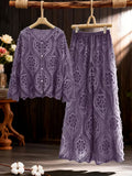 Two-Piece Set Featuring a Vintage Gentle Style with a Delicate Single-Breasted V-Neck Long-Sleeve Cardigan Shirt And Matching Elastic Waist Draped Pants